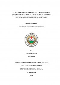 EVALUASIKEPUASANPELAYANANINFORMASIOBAT (PIO) PADA PASIENRAWATJALANBPJSDANNON-BPJS DI INSTALASIFARMASIRSUDDr.MOEWARDI