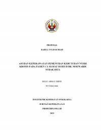 ASUHAN KEPERAWATAN PEMENUHAN KEBUTUHAN NYERI
KRONIS PADA PASIEN CA MAMAE DI RSUD DR. MOEWARDI
SURAKARTA