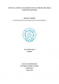 HUBUNGAN ANEMIA PADA KEHAMILAN DENGAN PREEKLAMSIA BERAT
DI RSUD DR. MOEWARDI