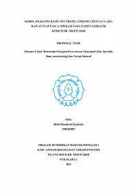 KORELASI KLINIS RASIO NEUTROFIL LIMFOSIT DENGAN LAMA
RAWAT INAP PASCA OPERASI PADA PASIEN GERIATRI
DI RSUD DR. MOEWARDI
