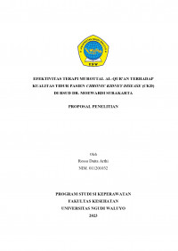 EFEKTIVITAS TERAPI MUROTTAL AL-QUR'AN TERHADAP
KUALITAS TIDUR PASIEN CHRONIC KIDNEY DISEASE (CKD) 
 
DI RSUD DR. MOEWARDI SURAKARTA