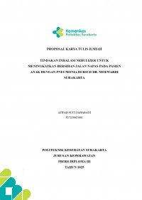 Image of TINDAKAN INHALASI NEBULIZER UNTUK MENINGKATKAN BERSIHAN JALAN NAPAS PADA PASIEN ANAK DENGAN PNEUMONIA DI RSUD DR. MOEWARDI SURAKARTA