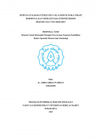 Image of HUBUNGAN KADAR INTERLEUKIN 6 (IL-6) SERUM PASKA TERAPI HORMONAL DAN OPERATIF PADA ENDOMETRIOSIS  REKUREN DAN NON REKUREN