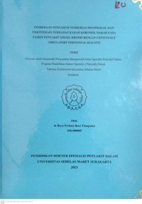 PERBEDAAN PENGARUH PEMBERIAN BISOPROLOL DAN PASIKOTERAPI TERHADAP KADAR KORTISOL DARAH PADA PASIEN PENYAKIT GINJAL KRONIS DENGAN CONTINUOUS AMBULATORY PERITONEAL DIALYSIS