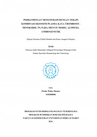 PERBANDINGAN MONOTERAPI DENGAN TERAPI
KOMBINASI EKSOSOM PLASMA KAYA TROMBOSIT–
MINOKSIDIL 5% PADA MENCIT MODEL ALOPESIA
ANDROGENETIK