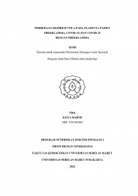 PERBEDAAN EKSPRESI TNF-α PADA PLASENTA PASIEN PREEKLAMSIA, COVID-19, DAN COVID-19  DENGAN PREEKLAMSIA