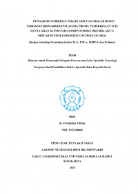 PENGARUH PEMBERIAN TERAPI ADJUVAN ORAL DLBS1033 TERHADAP BIOMARKER INFLAMASI, PROFIL PEMERIKSAAN TCD, DAN LUARAN KLINIS PADA PASIEN STROKE ISKEMIK AKUT: SEBUAH STUDI RANDOMIZED CONTROLLED TRIAL