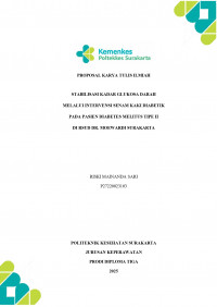 Image of STABILISASI KADAR GLUKOSA DARAH  MELALUI INTERVENSI SENAM KAKI DIABETIK  PADA PASIEN DIABETES MELITUS TIPE II  DI RSUD DR. MOEWARDI SURAKARTA