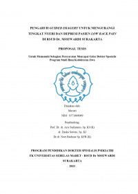 PENGARUH GUIDED IMAGERY UNTUK MENGURANGI TINGKAT NYERI DAN DEPRESI PASIEN LOW BACK PAIN  DI RSUD Dr. MOEWARDI SURAKARTA