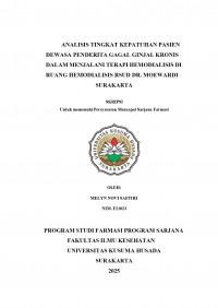 ANALISIS TINGKAT KEPATUHAN PASIEN DEWASA PENDERITA GAGAL GINJAL KRONIS DALAM MENJALANI TERAPI HEMODIALISIS DI RUANG HEMODIALISIS RSUD DR. MOEWARDI SURAKARTA