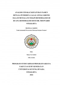 ANALISIS TINGKAT KEPATUHAN PASIEN DEWASA PENDERITA GAGAL GINJAL KRONIS DALAM MENJALANI TERAPI HEMODIALISIS DI RUANG HEMODIALISIS RSUD DR. MOEWARDI SURAKARTA