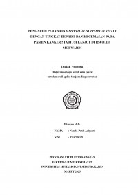 Image of PENGARUH PERAWATAN SPIRITUAL SUPPORT ACTIVITY DENGAN TINGKAT DEPRESI DAN KECEMASAN PADA PASIEN KANKER STADIUM LANJUT DI RSUD. Dr. MOEWARDI