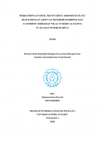 PERBANDINGAN EFEK TRANSVERSUS ABDOMINIS PLANE
BLOCK DENGAN ADJUVAN DEXMEDETOMIDINE DAN 
CLONIDINE TERHADAP NILAI NUMERICAL RATING
SCALE DAN INTERLEUKIN-6
