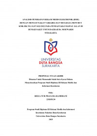 ANALISIS PENERAPAN REKAM MEDIS ELEKTRONIK (RME) DENGAN MENGGUNAKAN VARIABEL DAN METADATA MENURUT KMK HK NO. 01.07/1423/2022 PADA PENDAFTARAN RAWAT JALAN DI RUMAH SAKIT UMUM DAERAH Dr. MOEWARDI  SURAKARTA