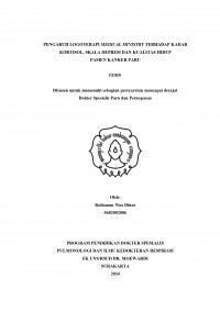 PENGARUH LOGOTERAPI MEDICAL MINISTRY TERHADAP KADAR
KORTISOL, SKALA DEPRESI DAN KUALITAS HIDUP  
PASIEN KANKER PARU