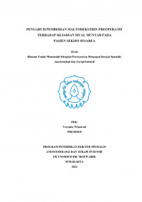 PENGARUH PEMBERIAN MALTODEKSTRIN PREOPERATIF
TERHADAP KEJADIAN MUAL MUNTAH PADA
PASIEN SEKSIO SESAREA