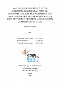 ANALISIS USER EXPERIENCE SISTEM INFORMASI DONOR DARAH RSUD DR. MOEWARDI (SINORAH MOEWARDI) PROVINSI JAWA TENGAH MENGGUNAKAN PENDEKATAN USER EXPERIENCE QUESTIONNAIRE (UEQ) DAN USABILITY TESTING (UT)