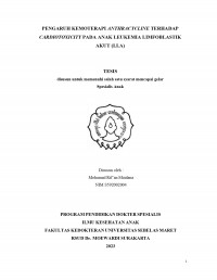 PENGARUH KEMOTERAPI ANTHRACYCLINE TERHADAP
CARDIOTOXICITY PADA ANAK LEUKEMIA LIMFOBLASTIK 
AKUT (LLA)