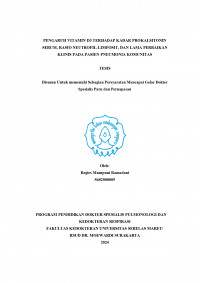 PENGARUH VITAMIN D3 TERHADAP KADAR PROKALSITONIN
SERUM, RASIO NEUTROFIL-LIMFOSIT, DAN LAMA PERBAIKAN 
KLINIS PADA PASIEN PNEUMONIA KOMUNITAS