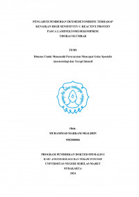 PENGARUH PEMBERIAN DEXMEDETOMIDINE TERHADAP
KENAIKAN HIGH SENSITIVITY C-REACTIVE PROTEIN
PASCA LAMINEKTOMI DEKOMPRESI
THORACOLUMBAR